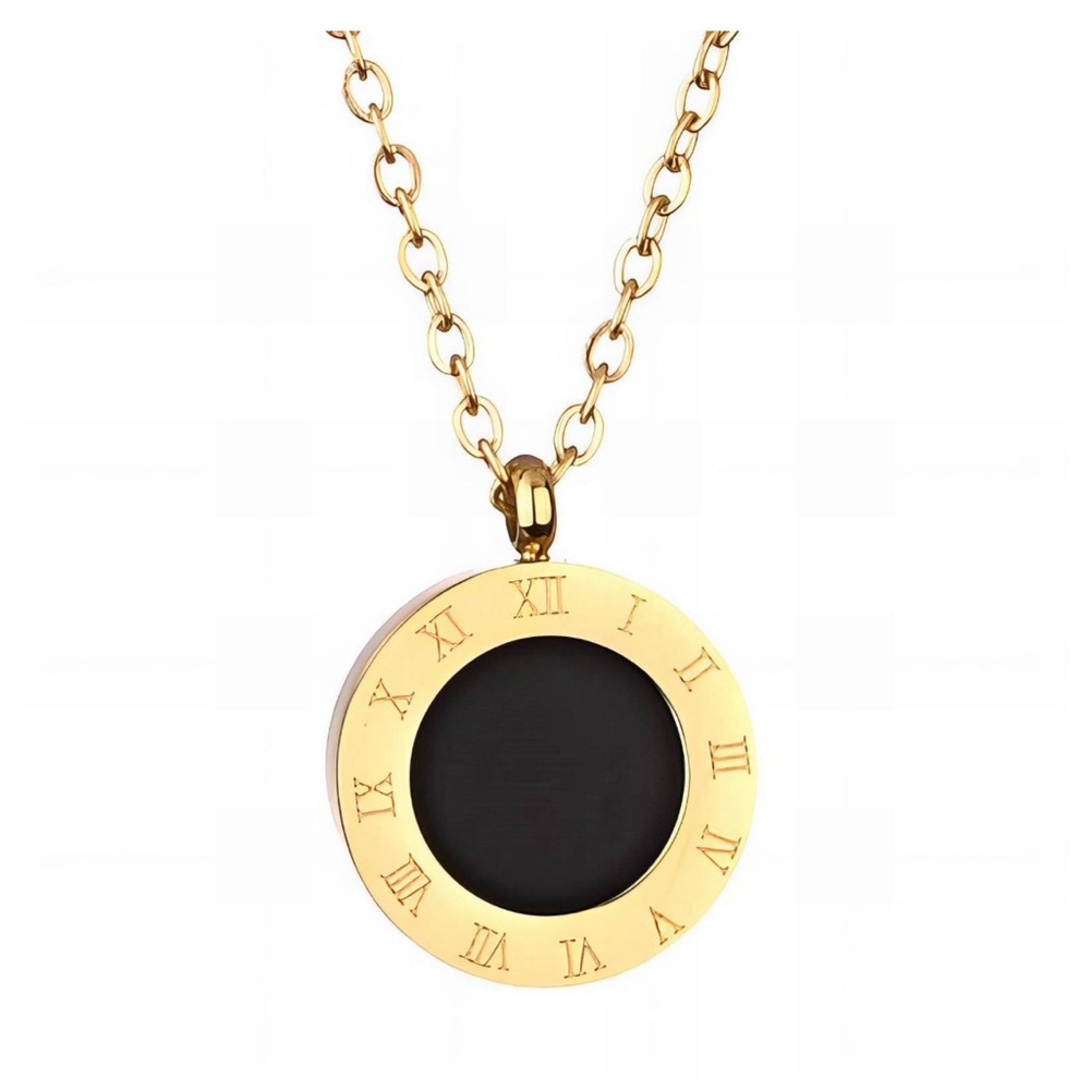 18k plated Gold and Black Pendant Necklace